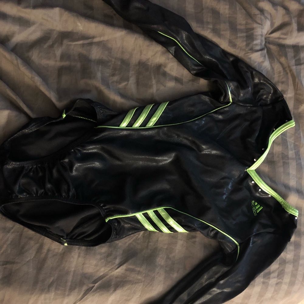 Adidas black and green gymnastics leotard